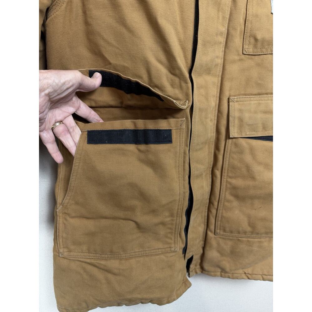 Vintage Carhartt Coat Jacket Brown Quilt Lined Hooded Men’s Size M Heavy Rugged - Picture 2 of 13